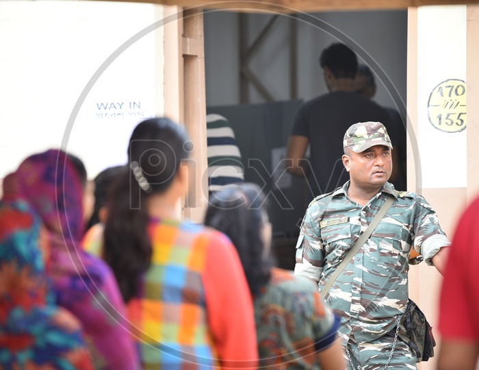 BSF Or Army Personal Security Guards At Polling Booth in West Bengal For Lok Sabha  General Elections 2019