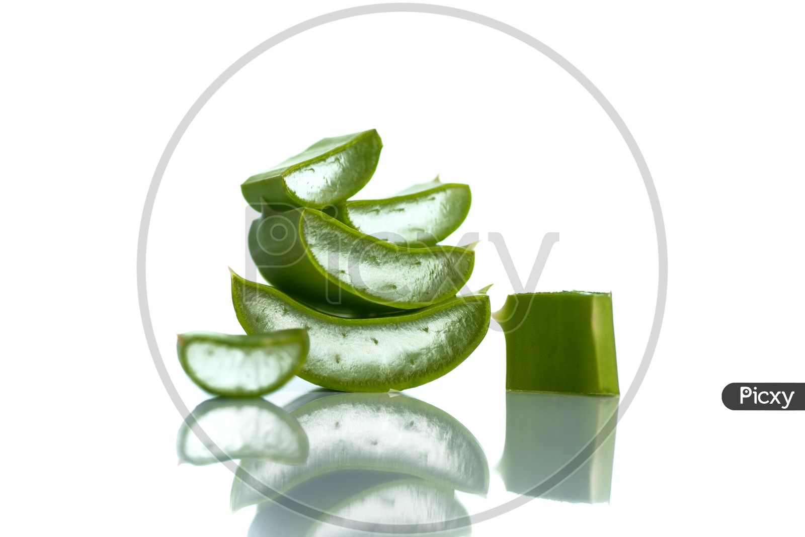 Sliced Aloe Vera Pieces On an Isolated White Background