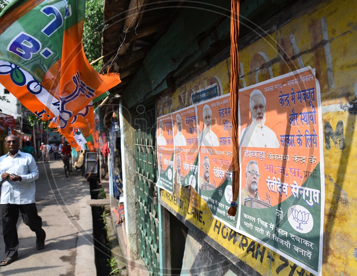 BJP  Flags  and  Posters In Lok Sabha  General Elections 2019 in West Bengal