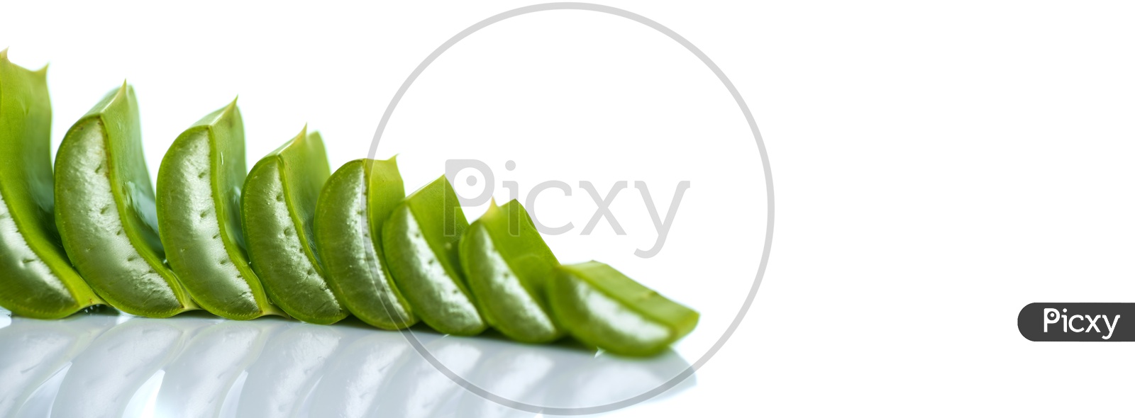 Sliced Aloe Vera Pieces on an Isolated White Background