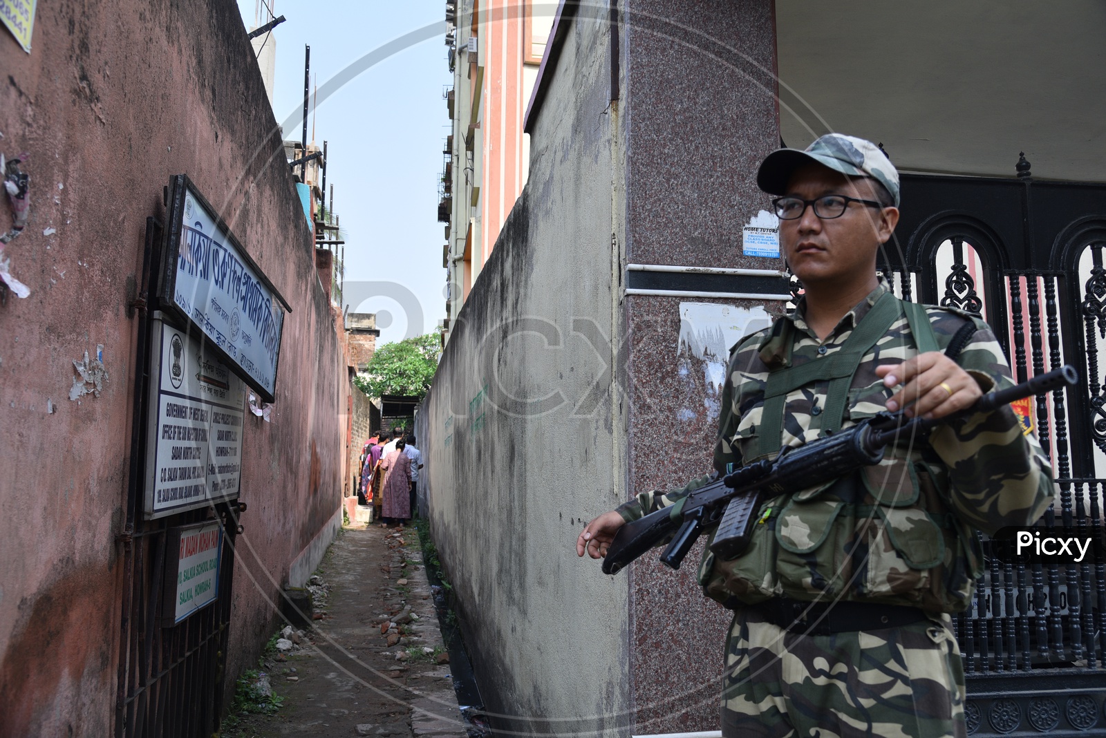 BSF Or Army Personal Security Guard at Polling Booth For Lok Sabha  General Elections 2019 In West Bengal