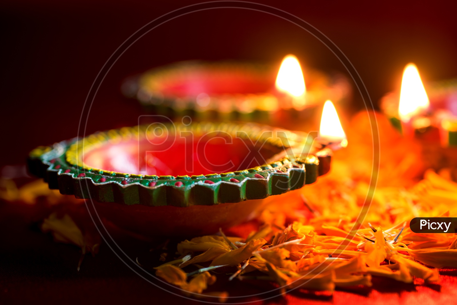 Image Of Indian Lights Festival Diwali Clay Diyas Presentation With 