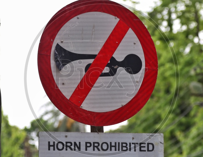 Horn Prohibited Or  Silence Zone  Sign Boards