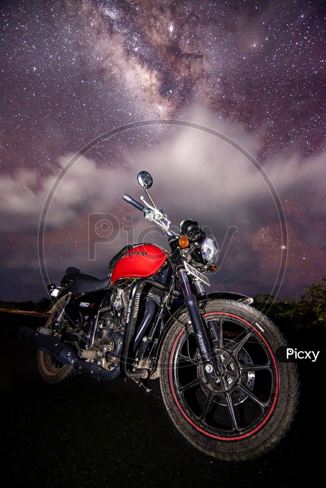 Amazing Milky way And Stargazing  With Royal Enfield Bike In Foreground