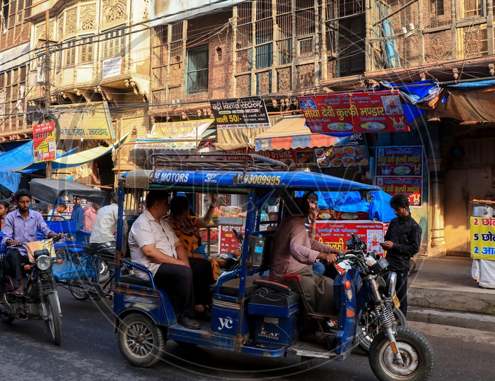 Electric auto rickshaw in the streets of Haridwar