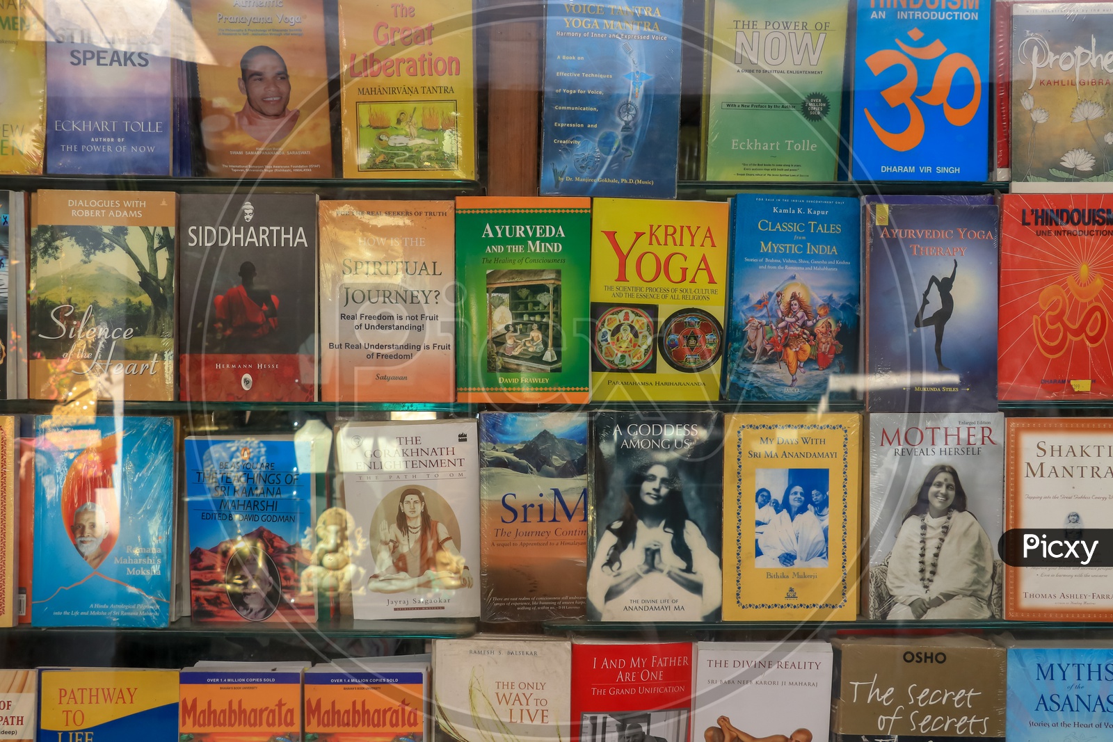 Spiritual books display at a book store