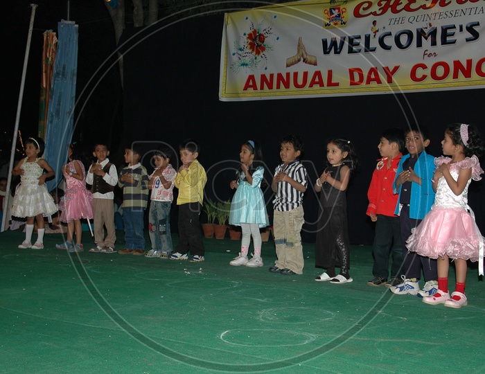 Children or  School Students Performing on Stage In a Annual Day Concert