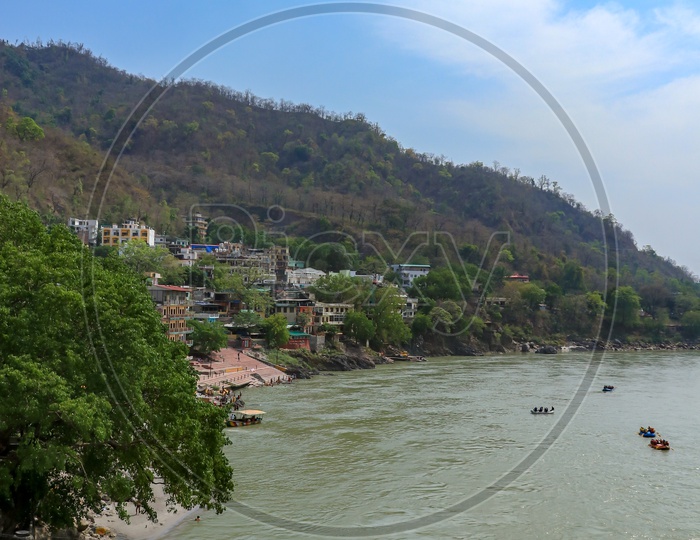 River Ganga and mountains in Rishikesh