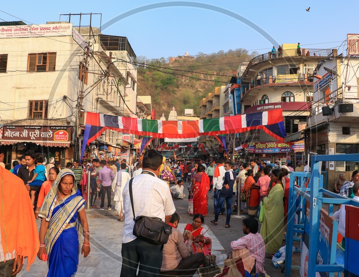 Tourists in the streets of Haridwar