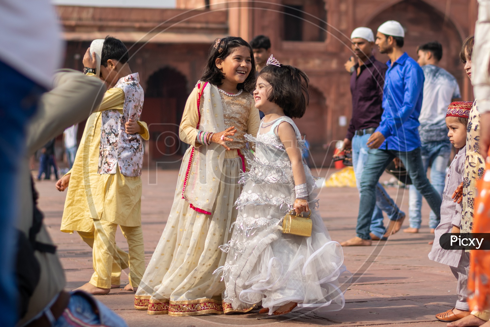 Children playing on the day of Eid-ul-Fitr (End of the holy month of Ramadan) at Jama Masjid, Delhi