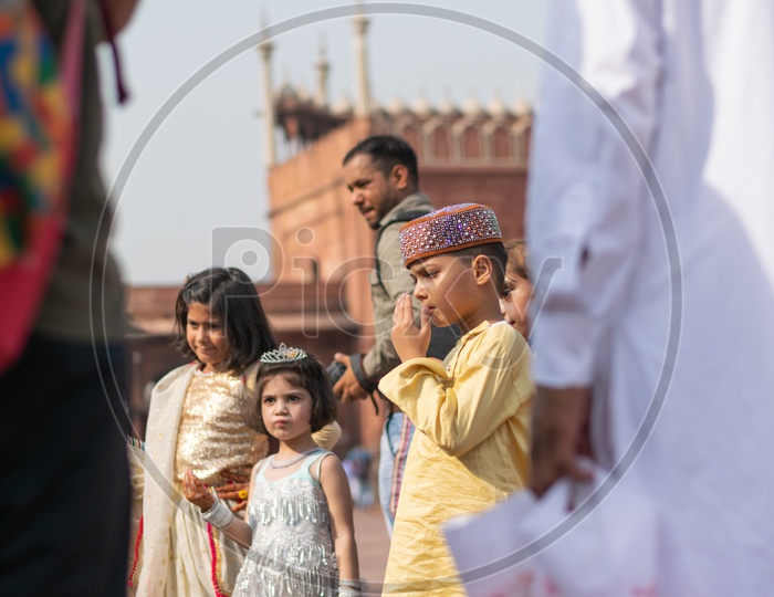 Children on the day of Eid-ul-Fitr (End of the holy month of Ramadan) at Jama Masjid, Delhi