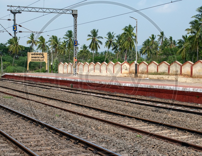 Indian railways sign board showing the name of Anakapalle station,Andhra Pradesh.