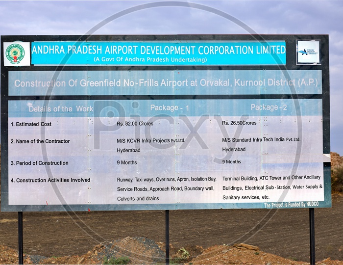 Description board  of Kurnool Airport.