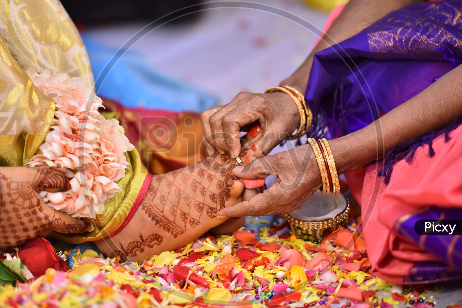 Rituals in Telugu Weddings Or Marriages With Hands Closeup