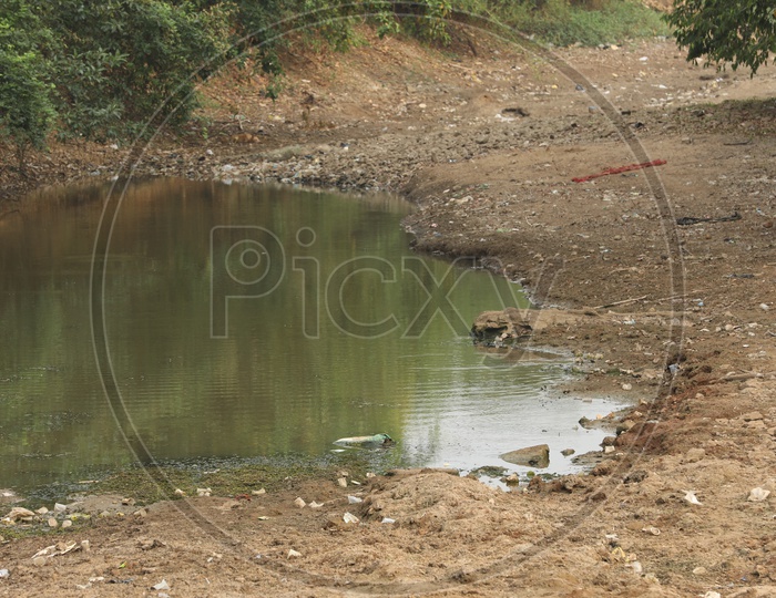 Dried Water Channel With Pit Water Ponds
