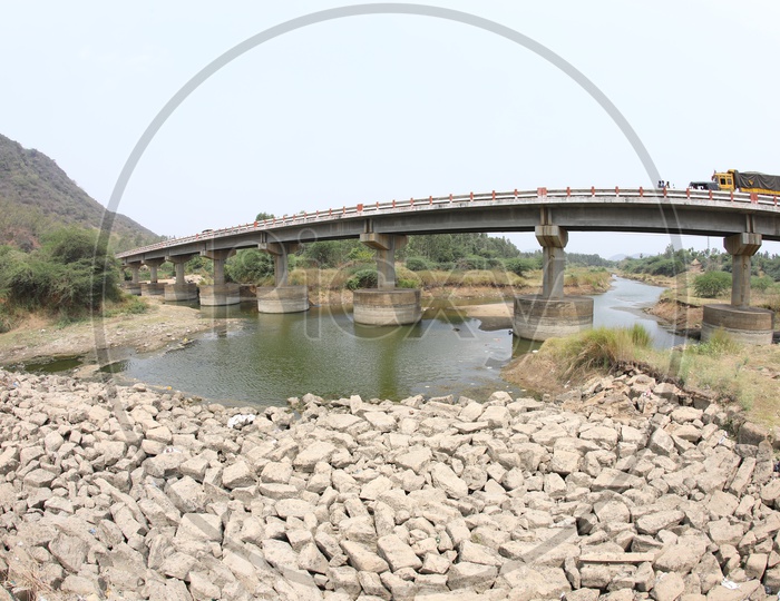 A Dried Water Channel  With a Bridge Over it  in Rural Indian Villages