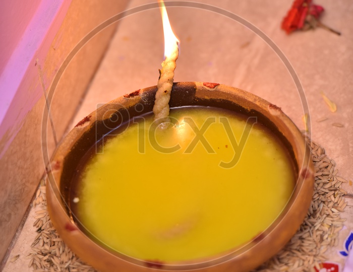 Image of Traditional Dia Or Deepam With Ghee In Indian Hindu Pooja ...