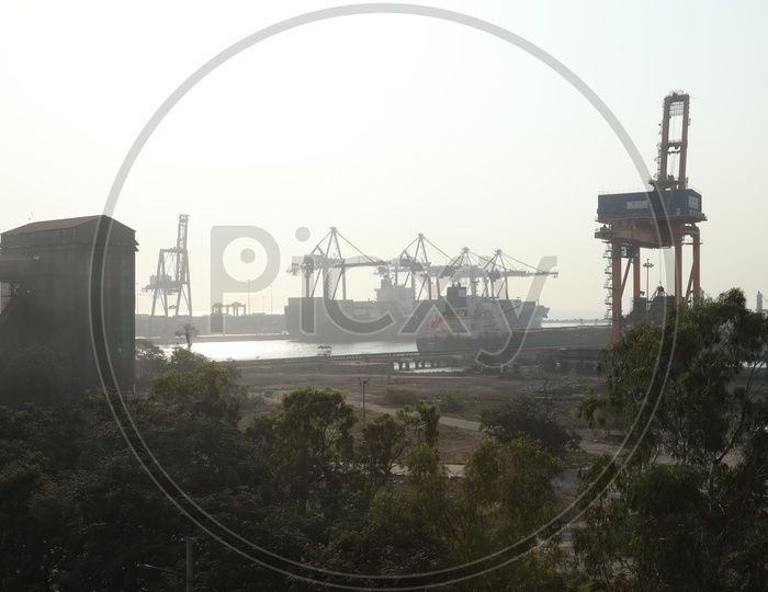 Heavy Cranes In a Port