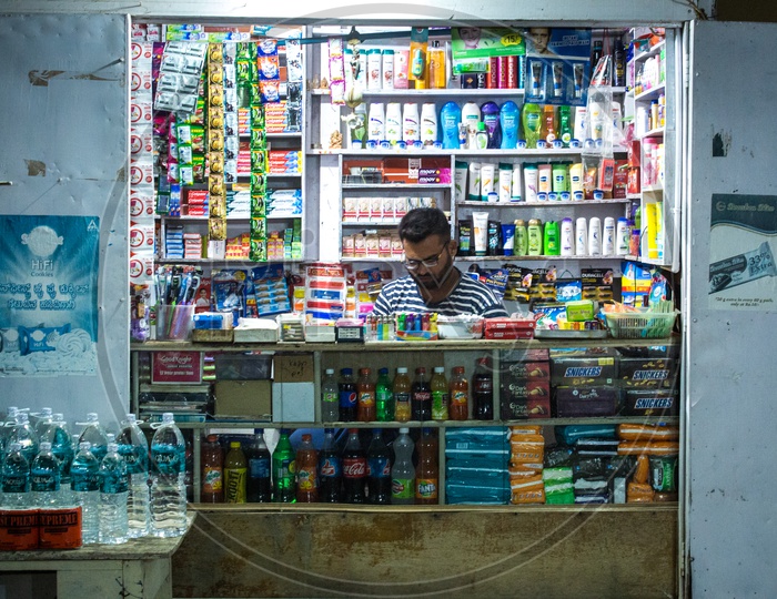 Shop in the street of Hampi during night