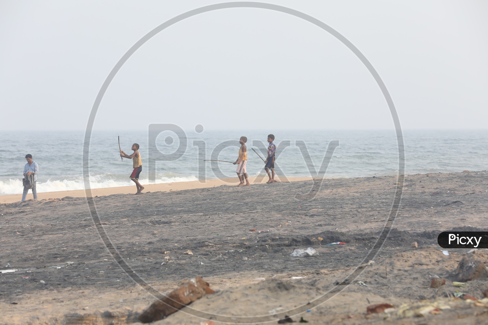 Children Playing  In a Beach