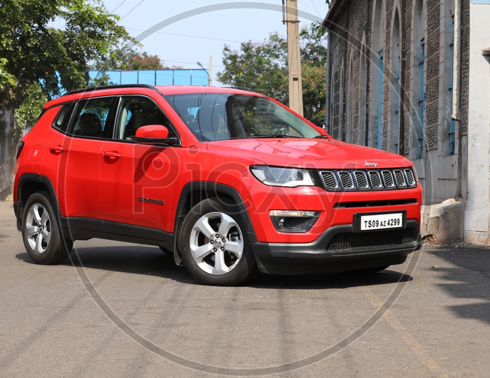 Jeep Compass SUV Car Parked on Roadside