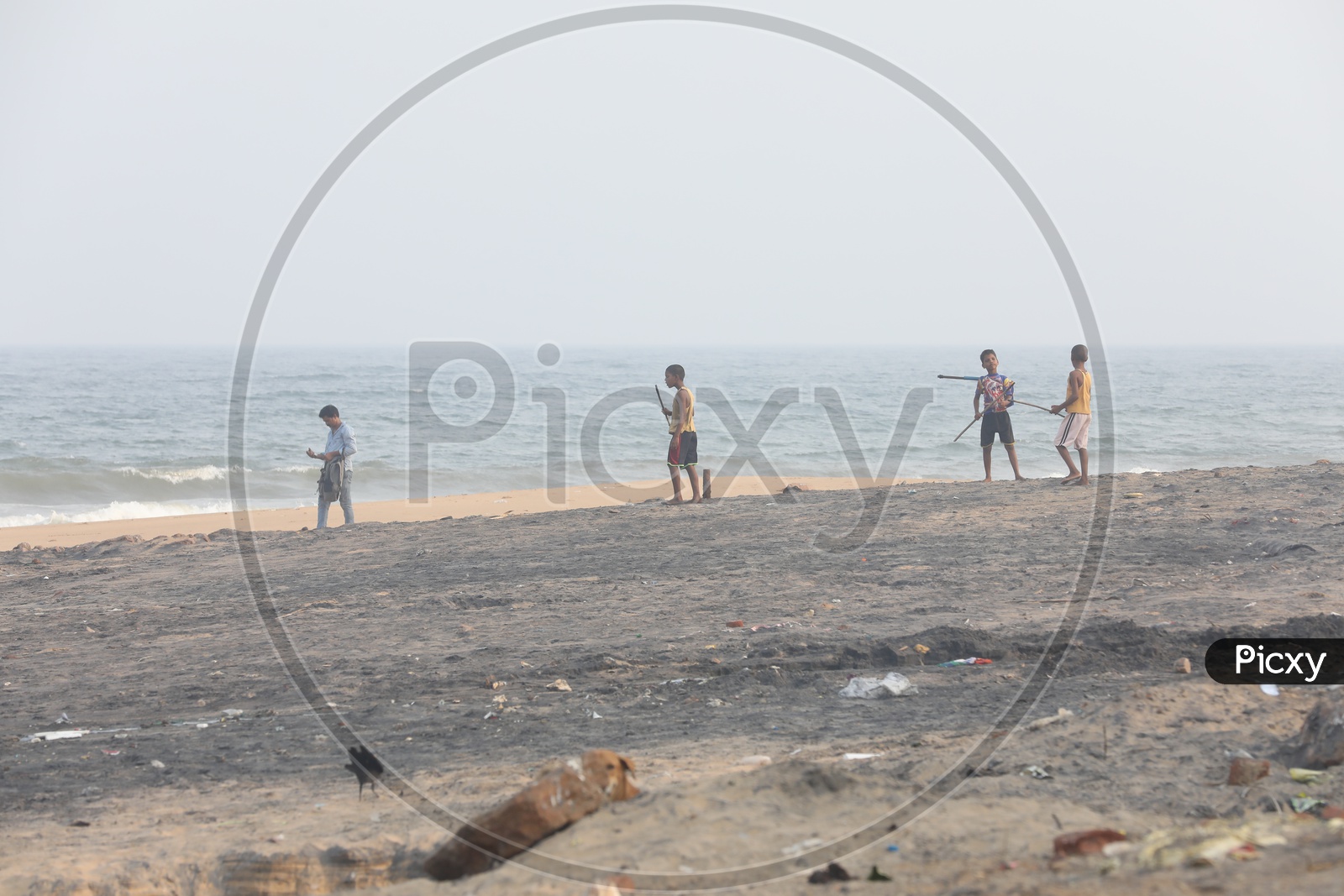 Children Playing  In a Beach