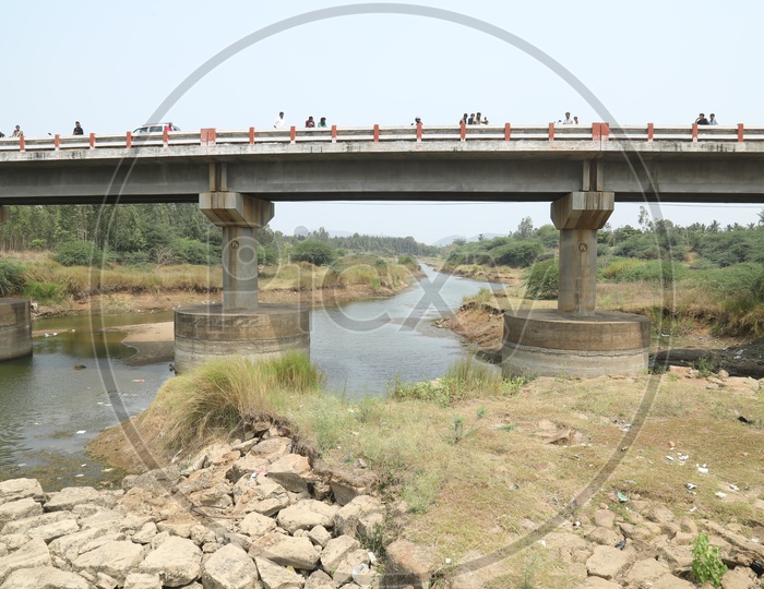 A Dried Water Channel  With a Bridge Over it  in Rural Indian Villages