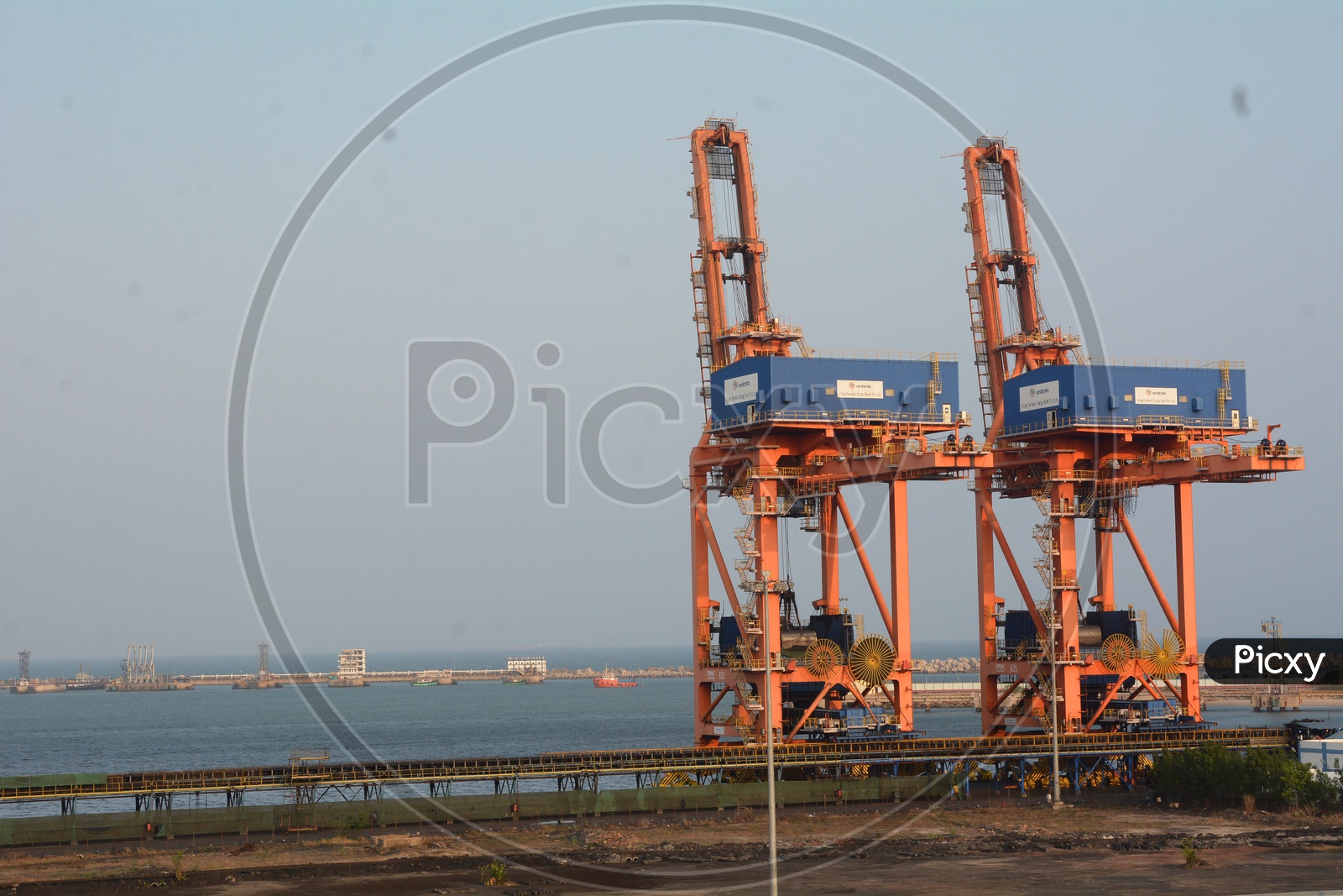 Heavy Machinery Cranes in a Port