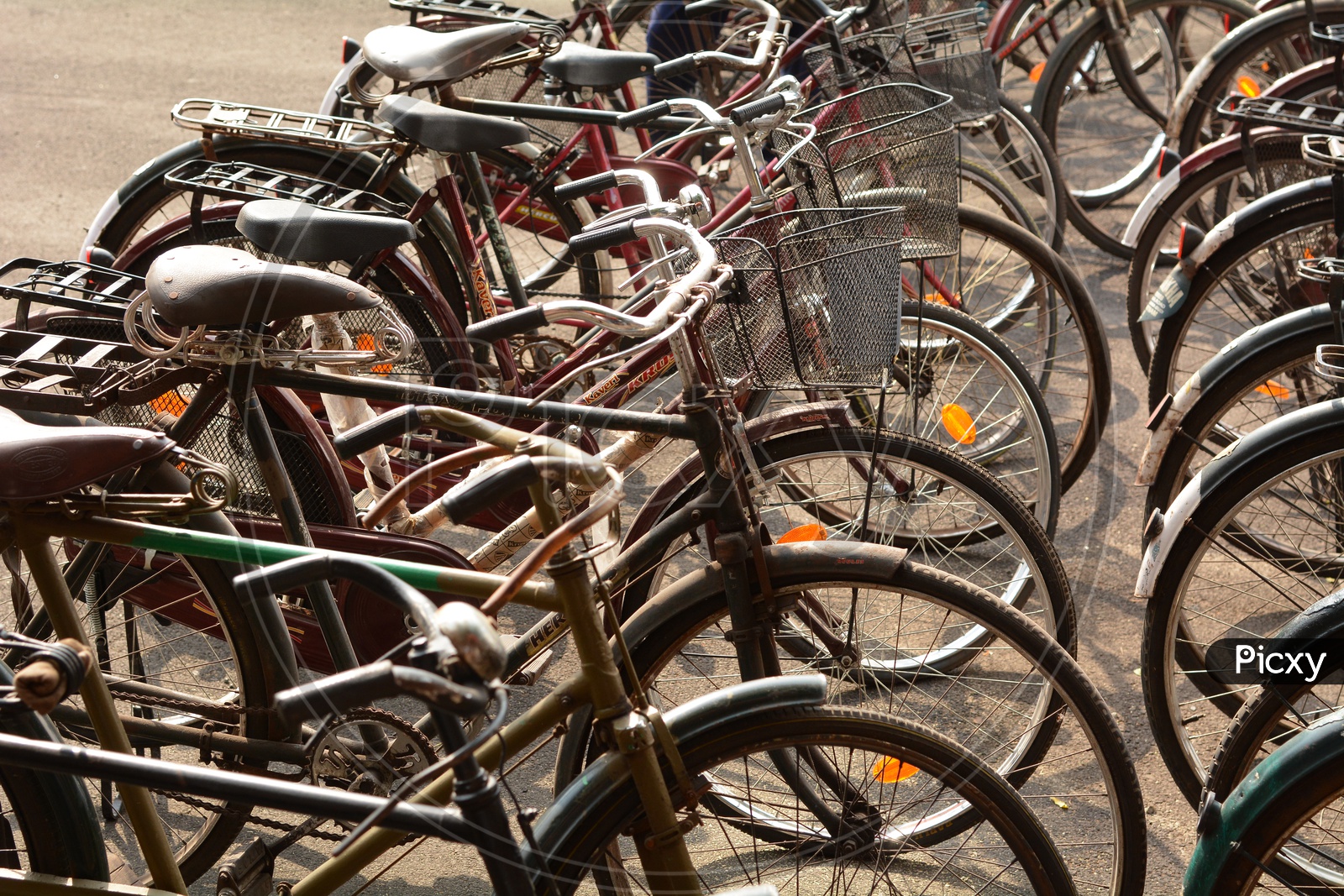 Bicycles Or Cycles Parked In a Row