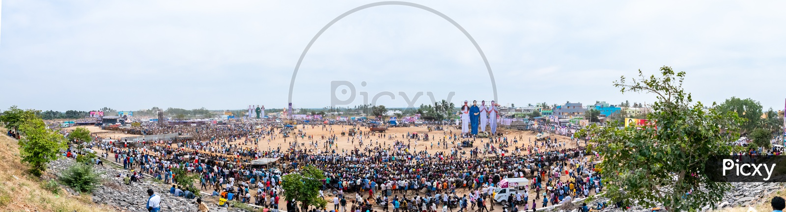 Panoramic View Of Crowd At a Political Part Meeting In Tamilnadu