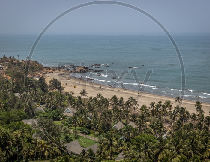 Vagator Beach from Chapor Fort view point of goa