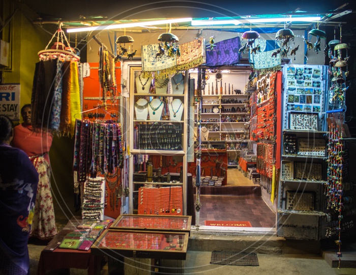 Shop in the street of Hampi during night