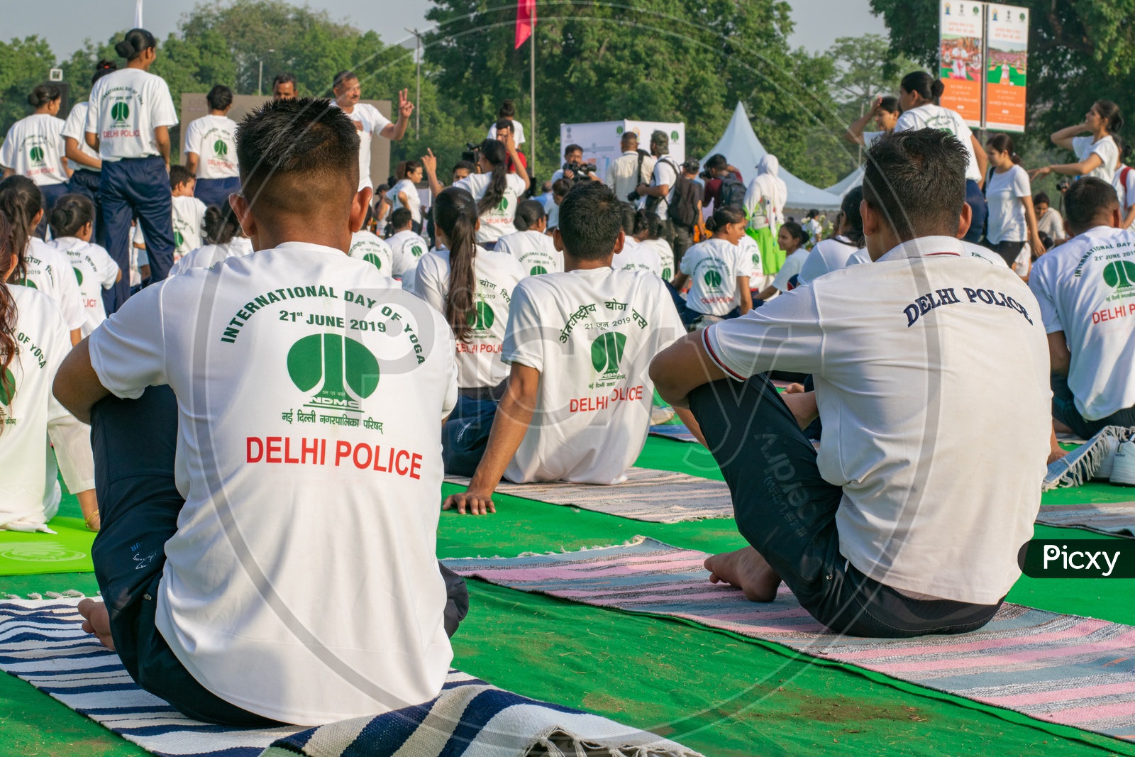 Delhi Police candidates on the fifth International Yoga Day 2019 at Rajpath, Delhi