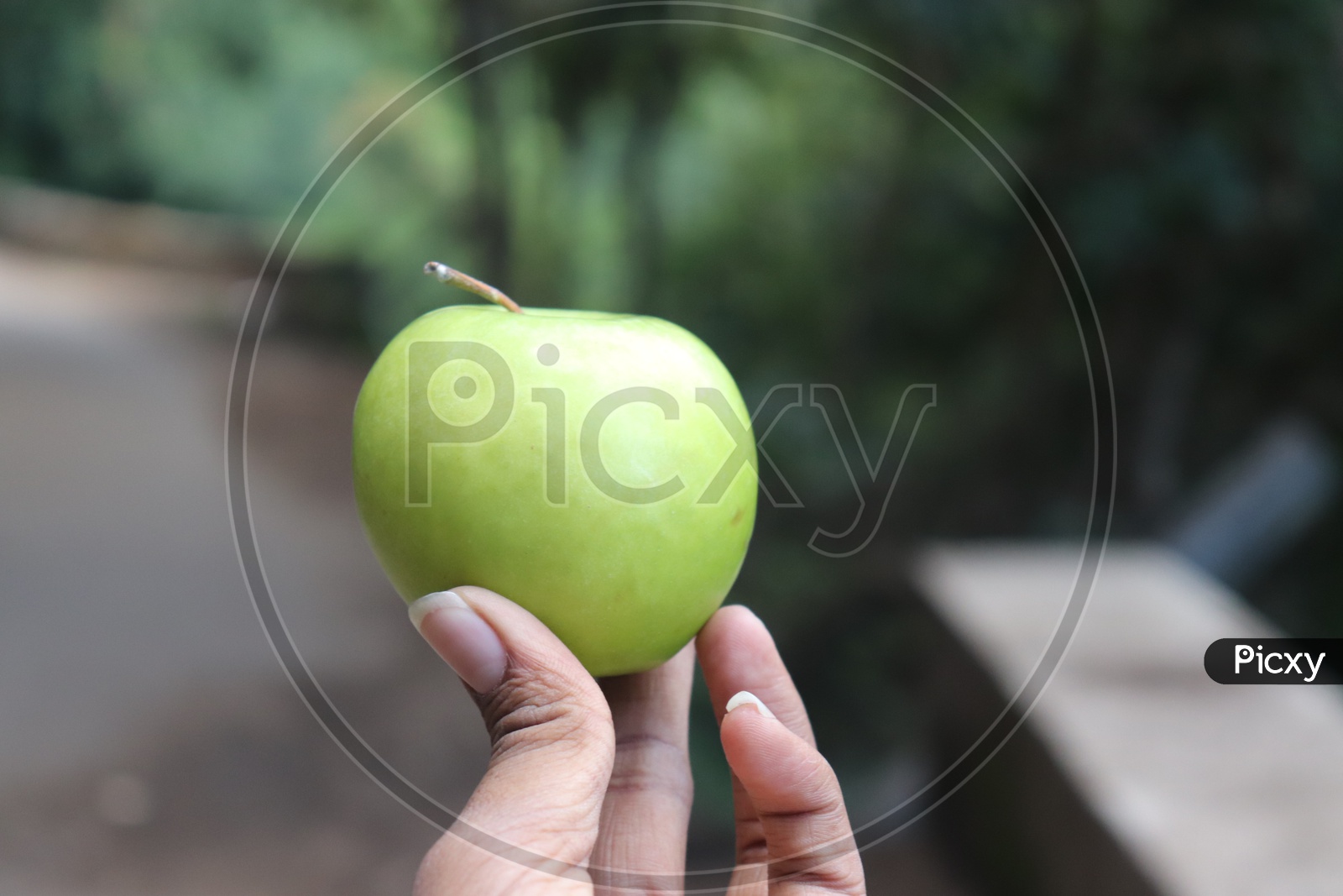 green apple on hand