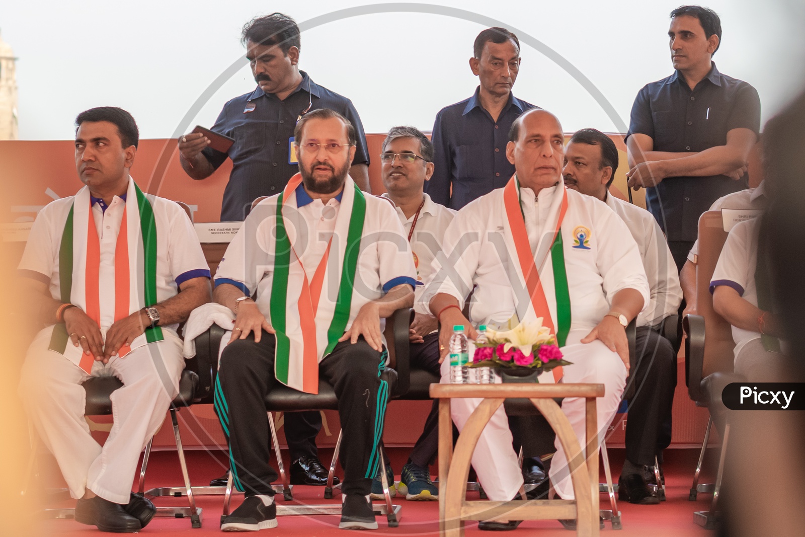 Pramod Sawant(Chief Minister of Goa), Prakash Javadekar(Minister of Environment, Forest and Climate Change), Rajnath Singh(Defence Minister of India) From the left