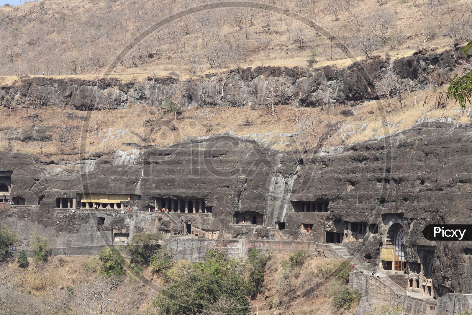 Ancient Stone Cravings at Ajanta Caves    Or  Tourist Attraction Of  Ancient Caves At Ajanta in Deccan Plateau