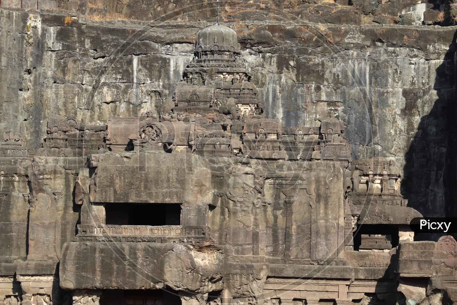 Architecture of  Kailash  Temple With Stone Carved  Ellora  Caves