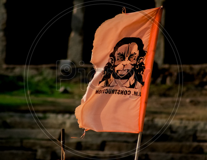 Hanuman flag in the land of ruins