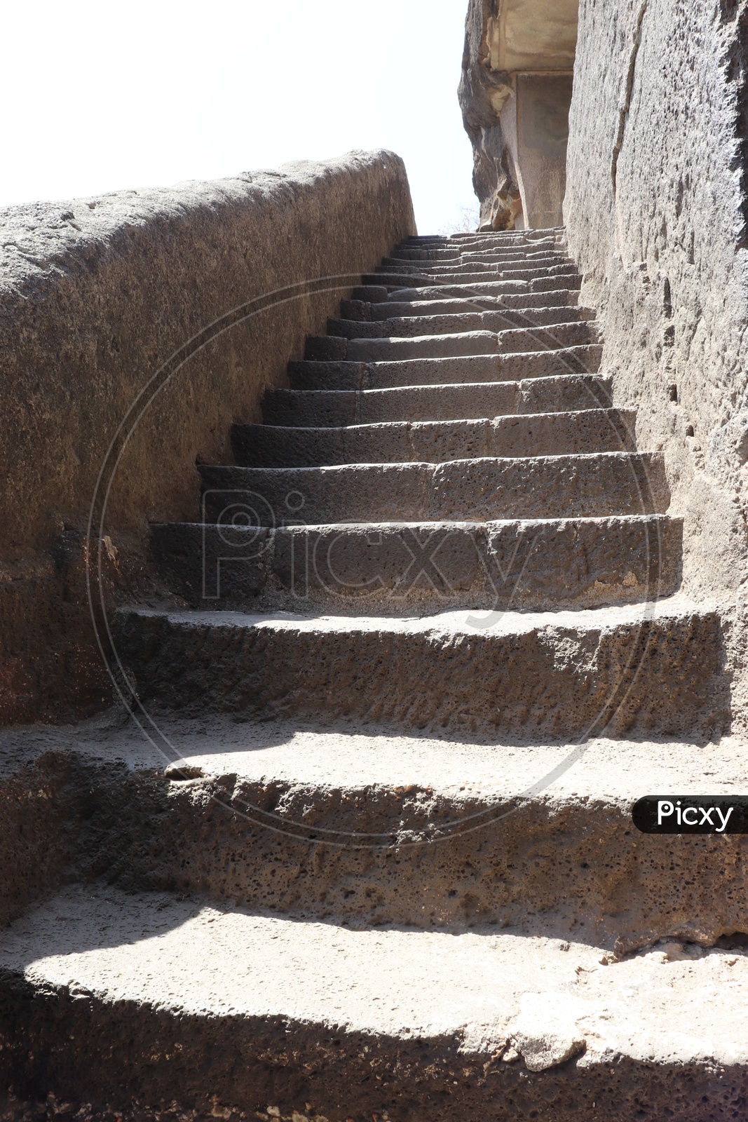 Stone Carved Stair Case Or Steps At Ajanta Caves