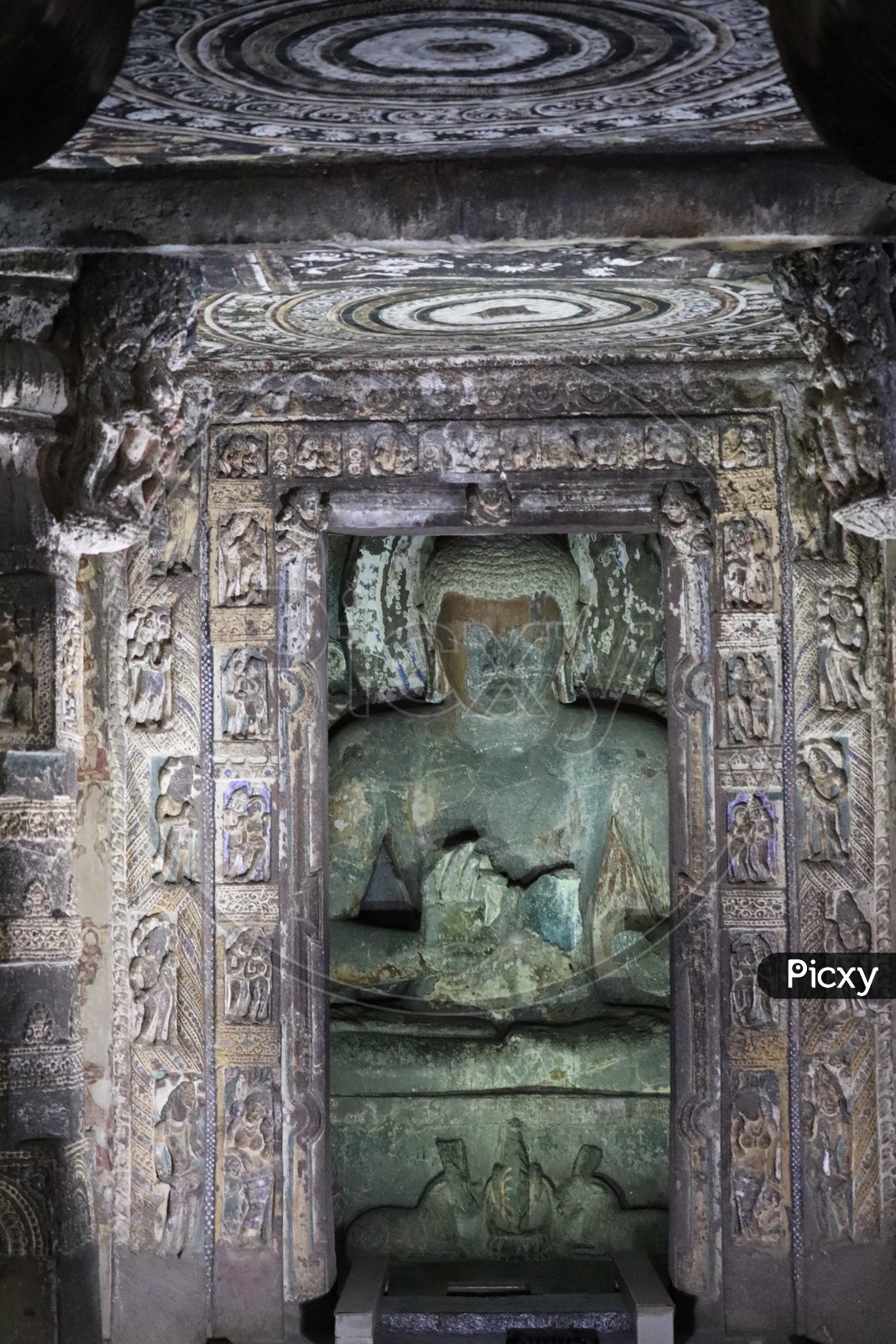 Stone  Cravings Or Sculpture Of Buddha at Ajanta Caves