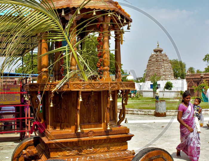 Wooden Chariots For Hindu God Procession at  Hindu  Temple Premise