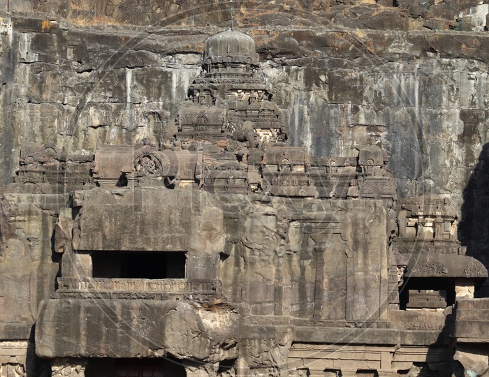 Architecture of  Kailash  Temple With Stone Carved  Ellora  Caves