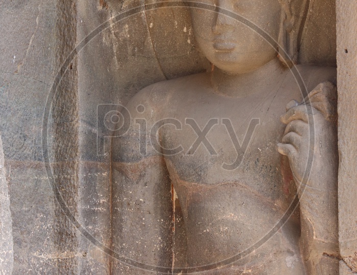 Stone Sculptures Or Cravings Of  Buddha Statues  in  Ajanta Caves