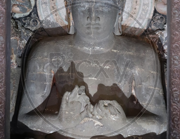 Stone Carvings  or Sculptors Of Buddha  At Ajanta Caves