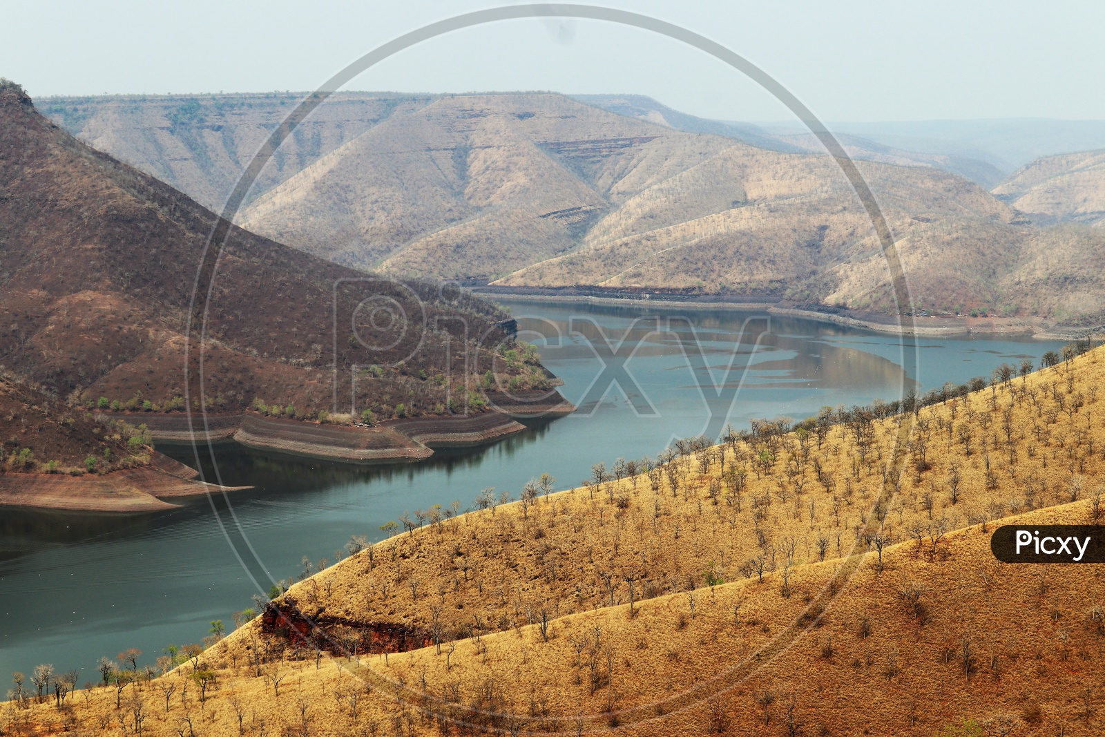 Krishna River Flowing Through the Deep Gorge Of Nallamala Forest To  Srisailam Dam or Reservoir