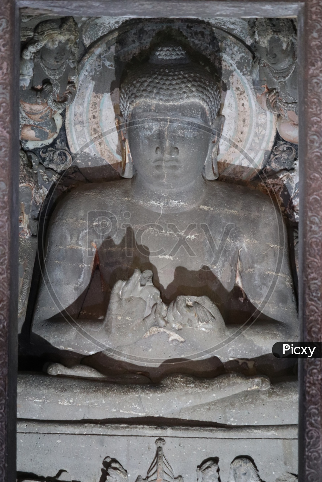 Stone Carvings  or Sculptors Of Buddha  At Ajanta Caves