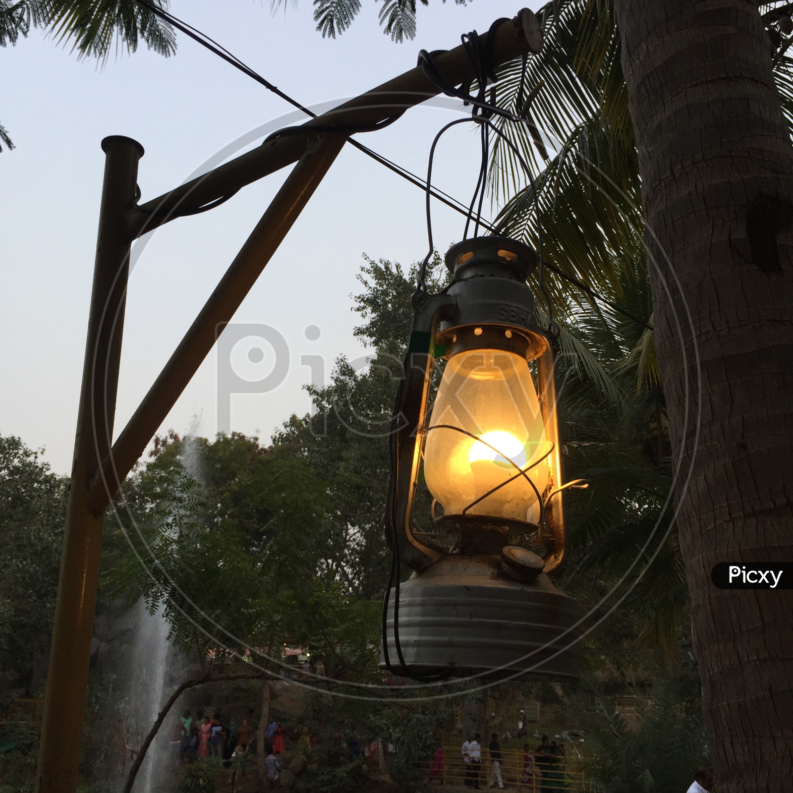 Lantern Hanging to a Lamp Post