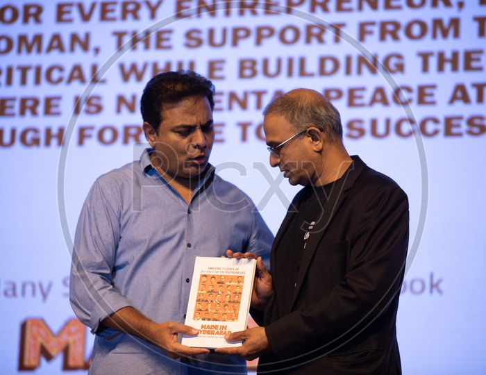 Kalvakuntla  Taraka RamaRao  ( KTR )  Presenting  Made In Hyderabad Books to Dignitaries At Launch Event