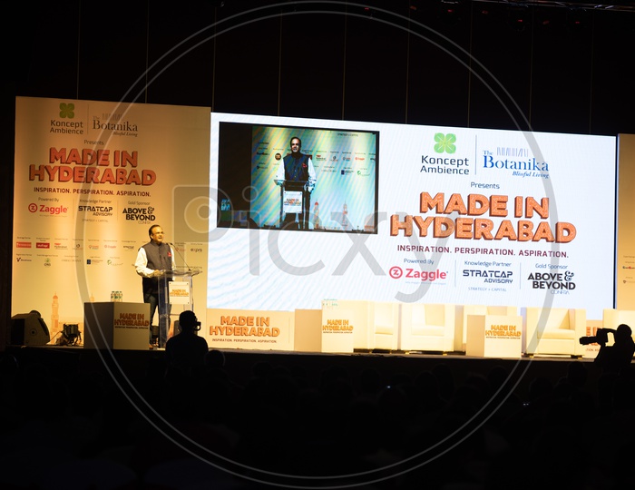 Dignitaries Speaking on Stage At Made In Hyderabad  Book Launch Event