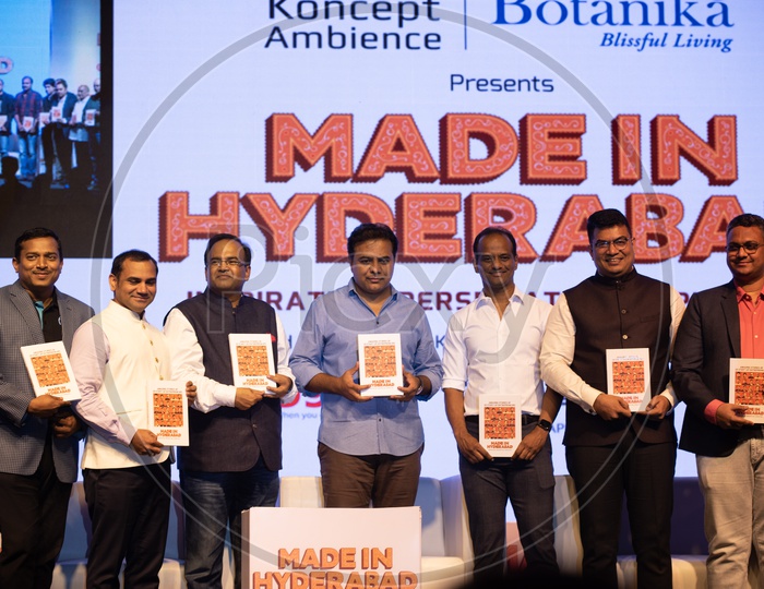 Delegates And KTR   Releasing  Made In Hyderabad  Book  At The Event